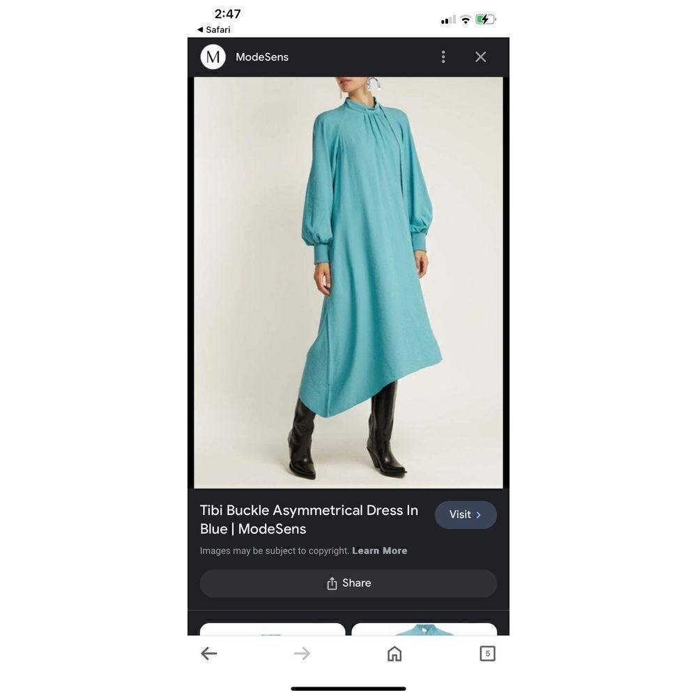 Tibi Asymmetrical Midi Dress in Blue